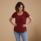 Dames casual T-shirt met vierkante kraag en korte mouwen Jelle Jora Mode