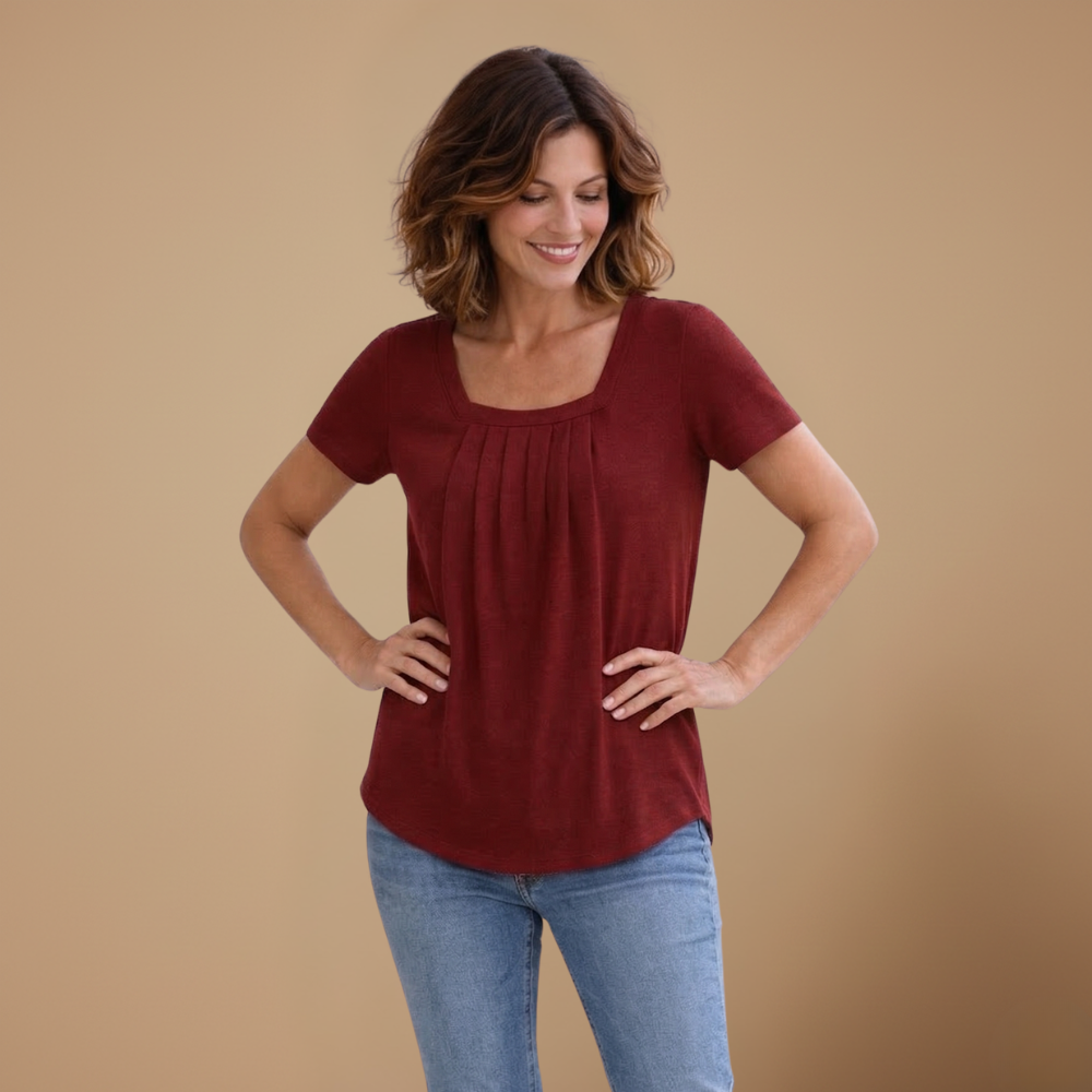 Dames casual T-shirt met vierkante kraag en korte mouwen Jelle Jora Mode