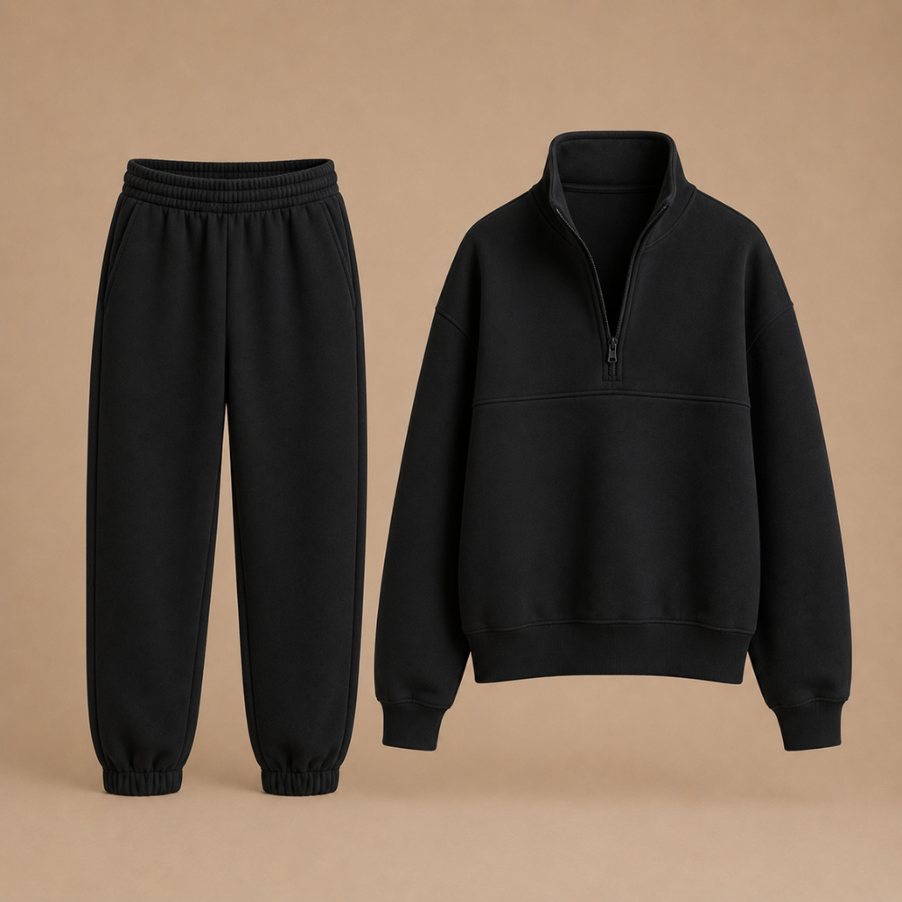 Dames casual sweatshirtset met halve rits Jelle Jora Mode