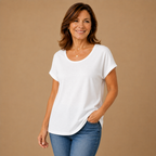 Casual dames top met V-hals en korte mouwen voor de zomer Jelle Jora Mode