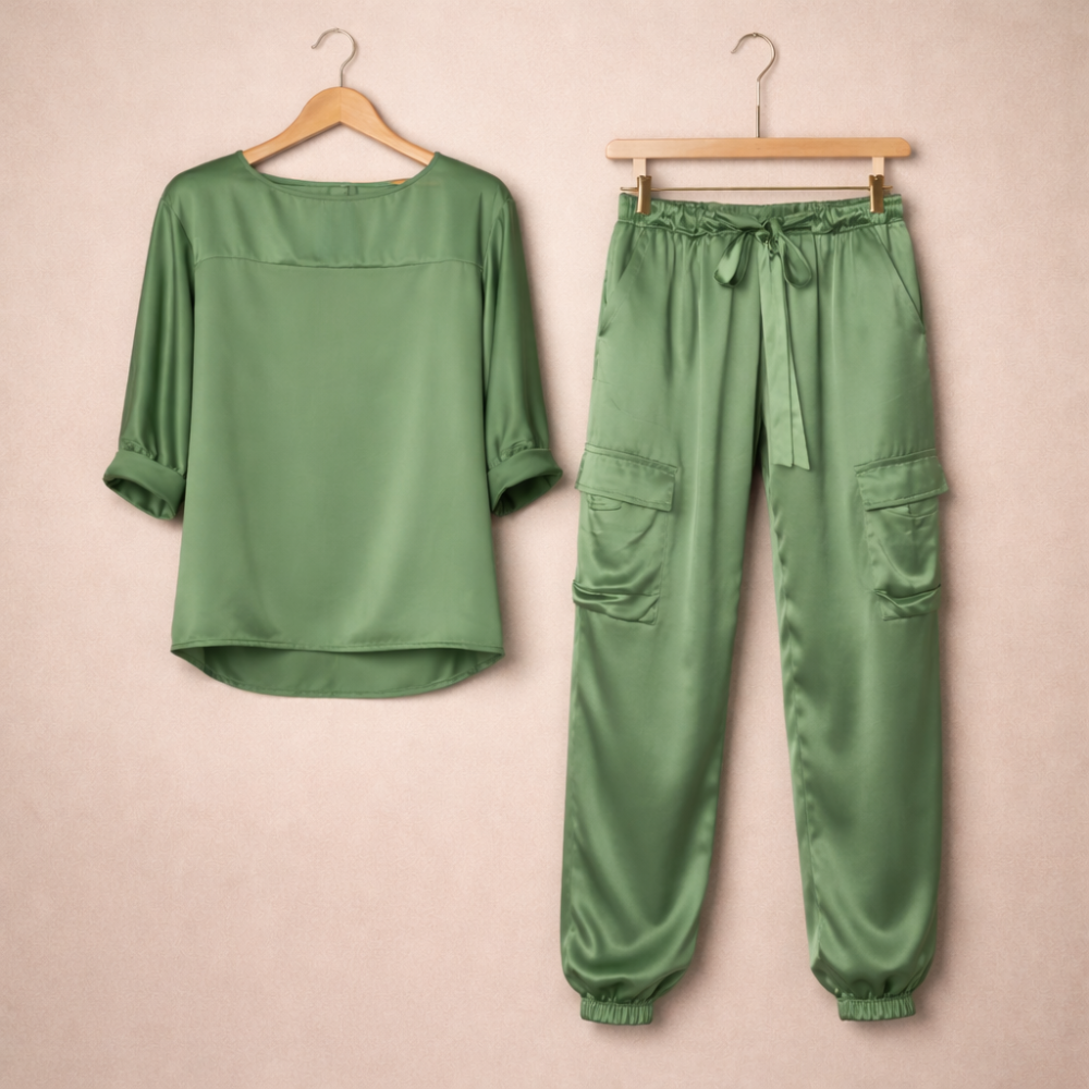 Dames relaxte set – top met lange mouwen en losse broek Jelle Jora Mode