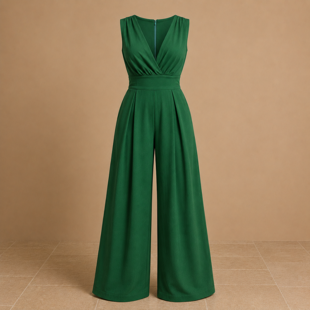 Dames elegante jumpsuit met V-hals en wijde pijpen Jelle Jora Mode