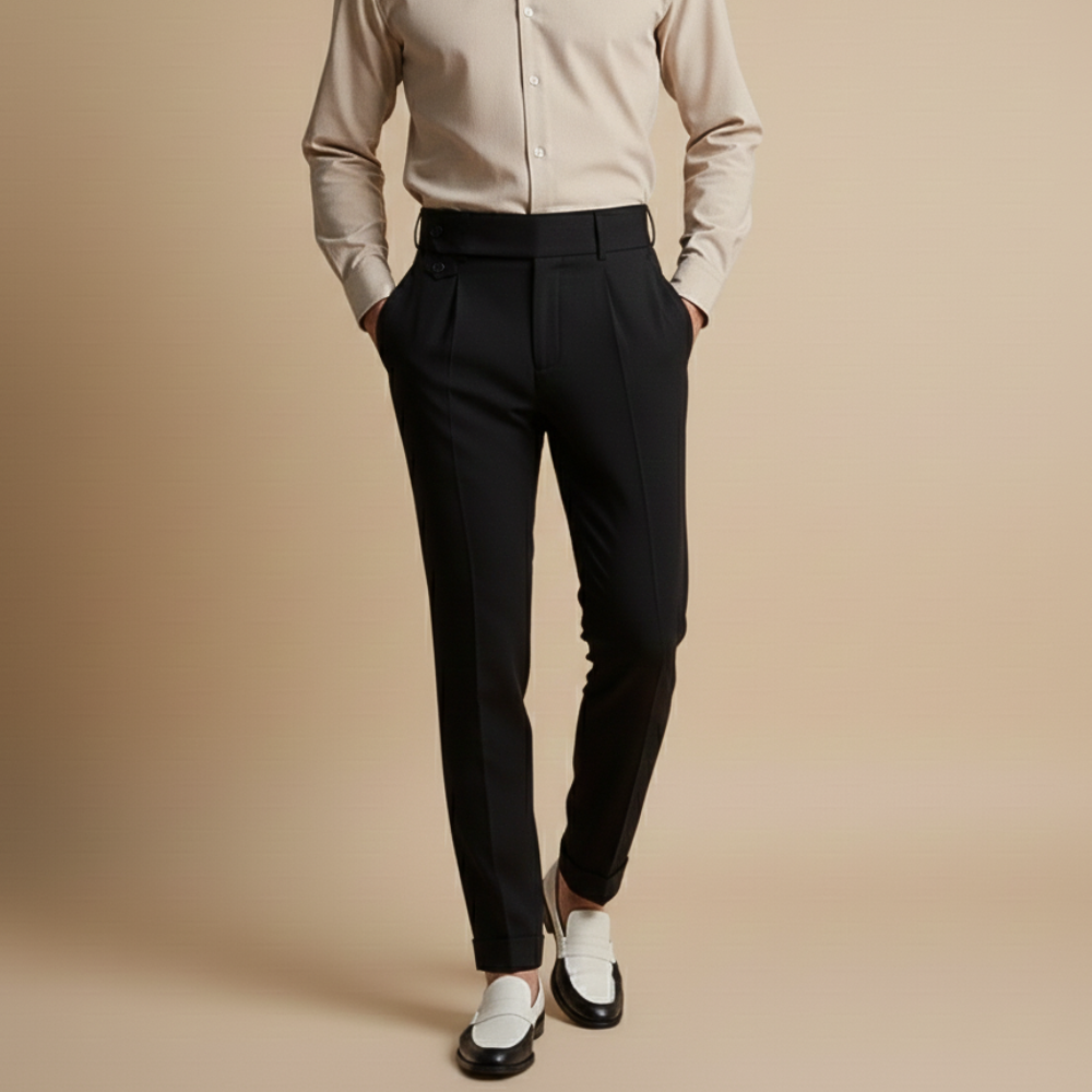 Herenbroek met hoge taille en rechte pijpen Jelle Jora Mode