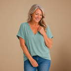 Damesblouse met losse pasvorm en V-hals Jelle Jora Mode