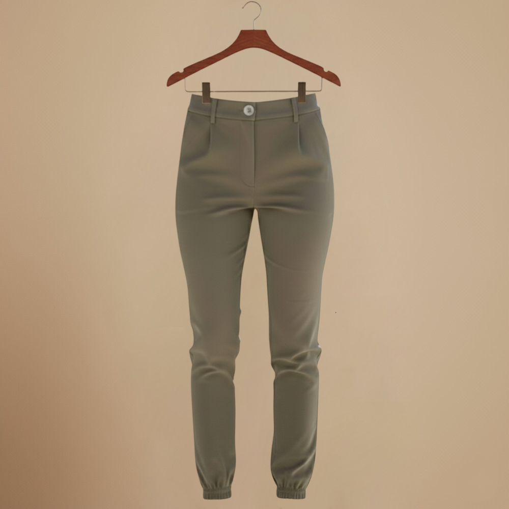 Slim fit joggingbroek met hoge taille en omslag voor dames Jelle Jora Mode