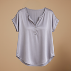 Damesblouse met v-hals korte mouwen en knopen Jelle Jora Mode