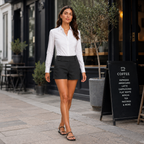 Damesshort met hoge taille en slanke pasvorm Jelle Jora Mode