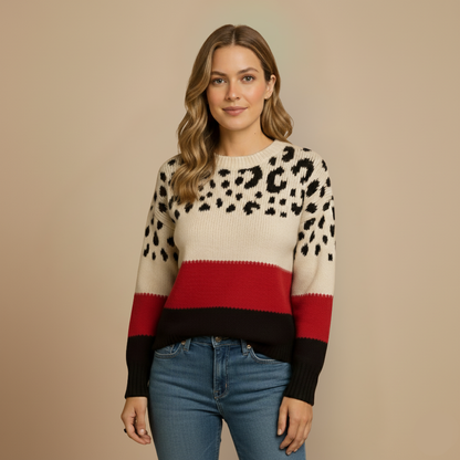Dames leopard gebreide trui Jelle Jora Mode