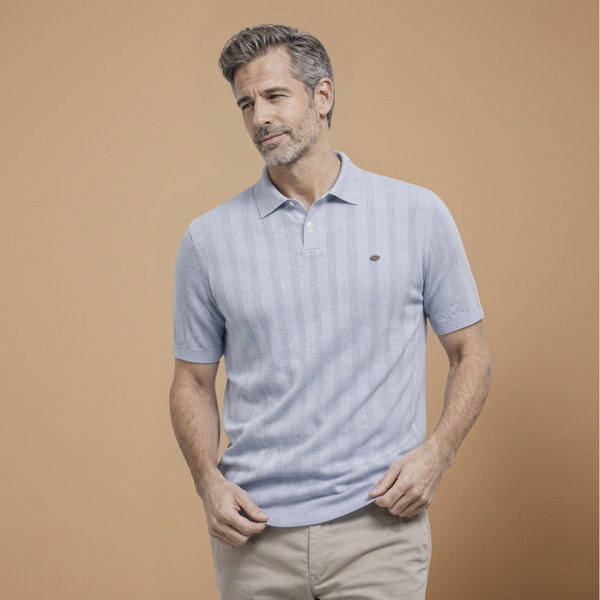 Herenpolo met gestructureerde mouwen en v-hals Jelle Jora Mode