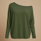 Dames effen off-shoulder losse top met lange mouwen Jelle Jora Mode