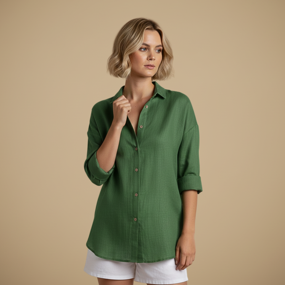 Casual overshirt met lange mouwen en effen kleur Jelle Jora Mode