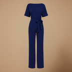 Dames jumpsuit met strik in de taille en wijde pijpen Jelle Jora Mode