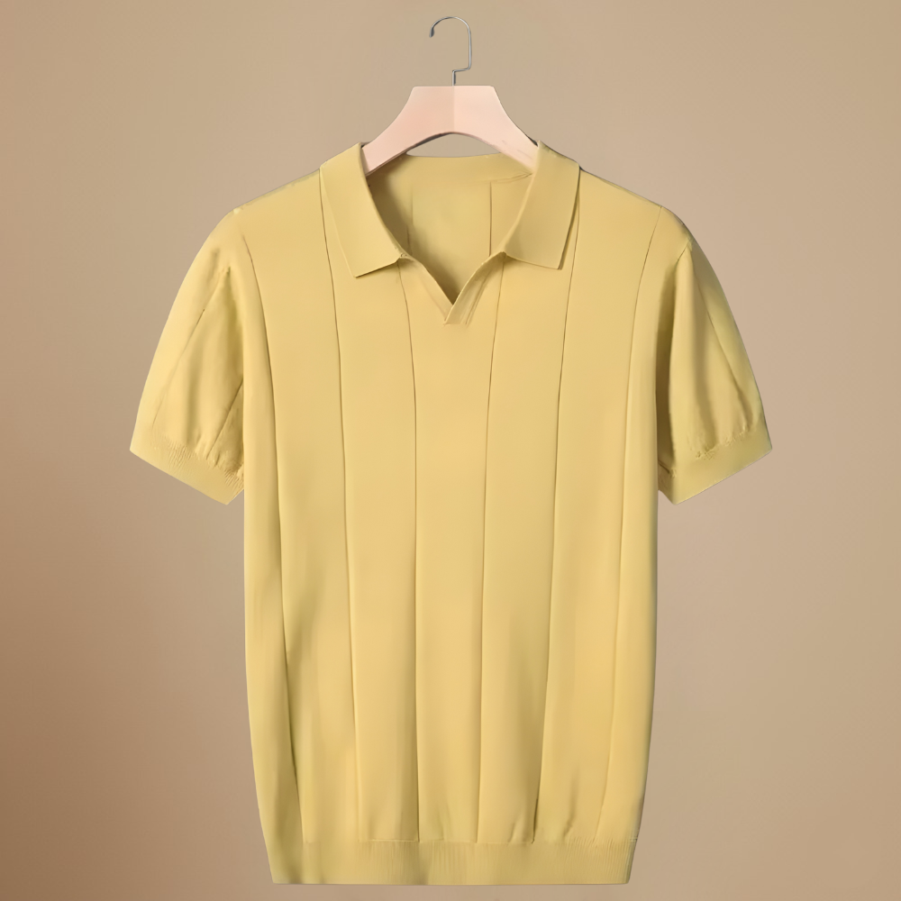 Heren gebreide slim fit polo met korte mouwen Jelle Jora Mode