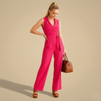 Dames Elegante Wikkel Jumpsuit – Mouwloos met Geknoopt Tailleband Jelle Jora Mode