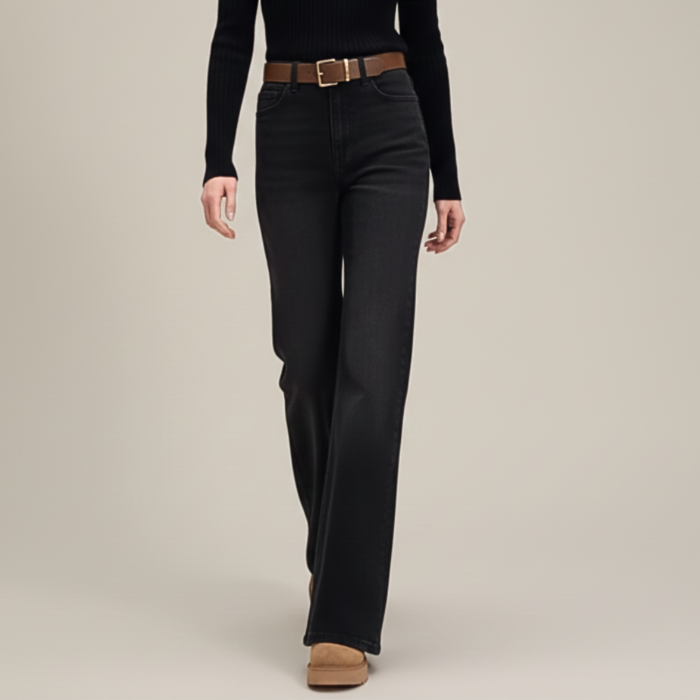 Retro hooggetailleerde denim wijde flared jeans voor dames Jelle Jora Mode