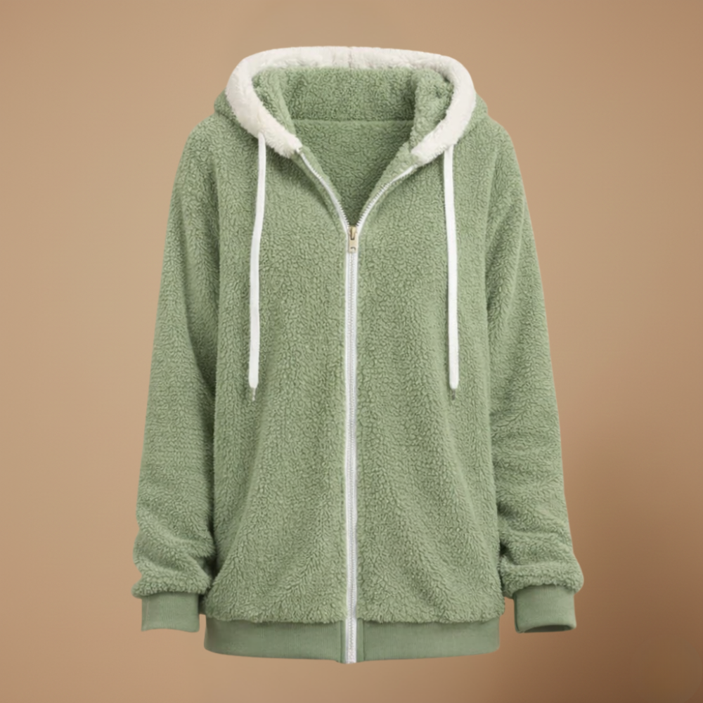 Losvallende fleece jas met capuchon voor dames Jelle Jora Mode