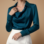 Damesblouse met v-hals en lange mouwen