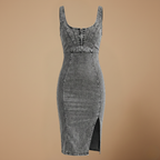 Dames mouwloze U-hals denim bodycon midi-jurk Jelle Jora Mode