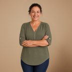 Dames blouse met V-hals en ritssluiting Jelle Jora Mode