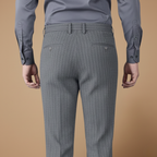 Heren gestreepte rechte pijpen zakelijke broek