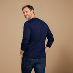 Heren ademend casual t-shirt met lange mouwen en ronde hals Jelle Jora Mode