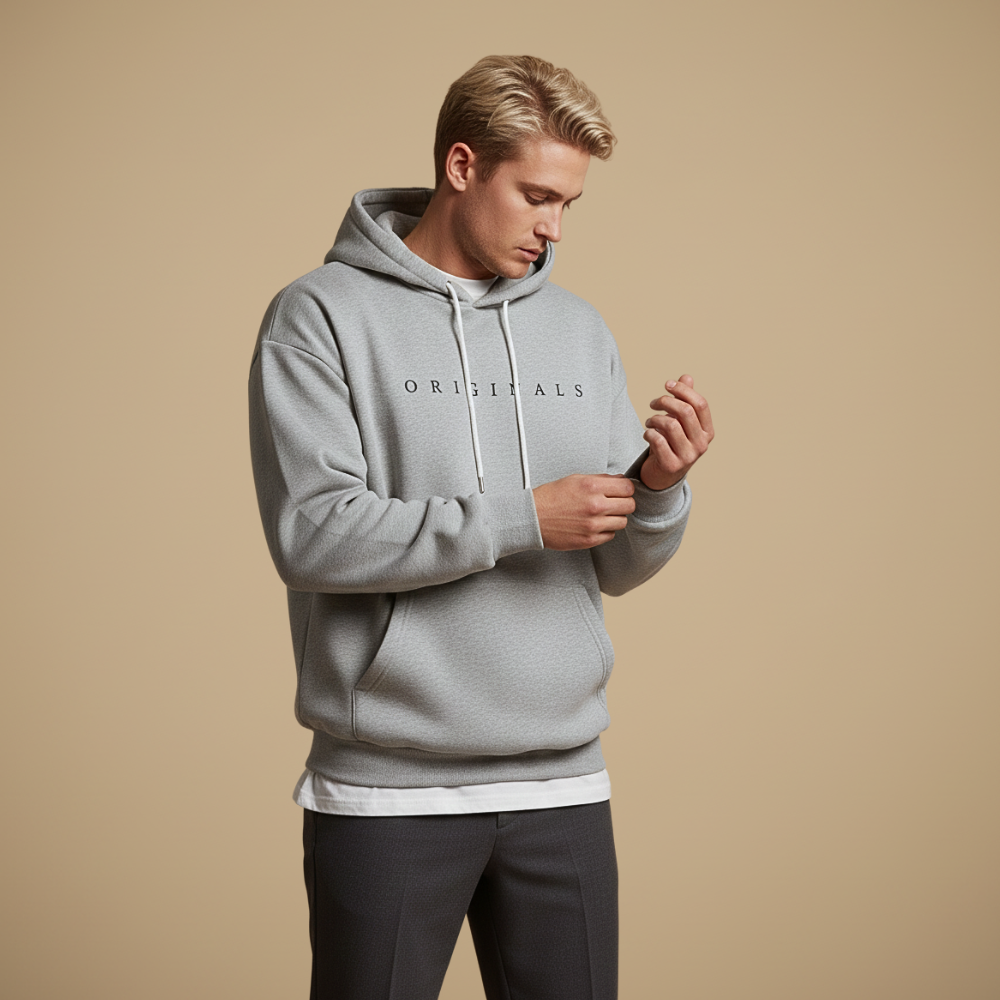 Heren hoodiejack met losse pasvorm en grafische print Jelle Jora Mode