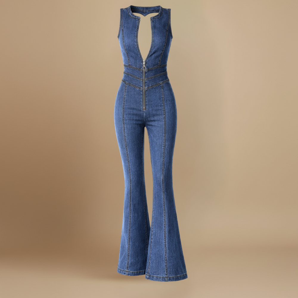 Dames denim jumpsuit – Mouwloos en flatterende pasvorm Jelle Jora Mode