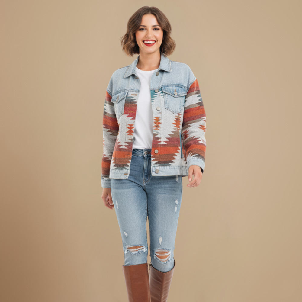 Denim Patchwork Jasje in Retrostijl Jelle Jora Mode