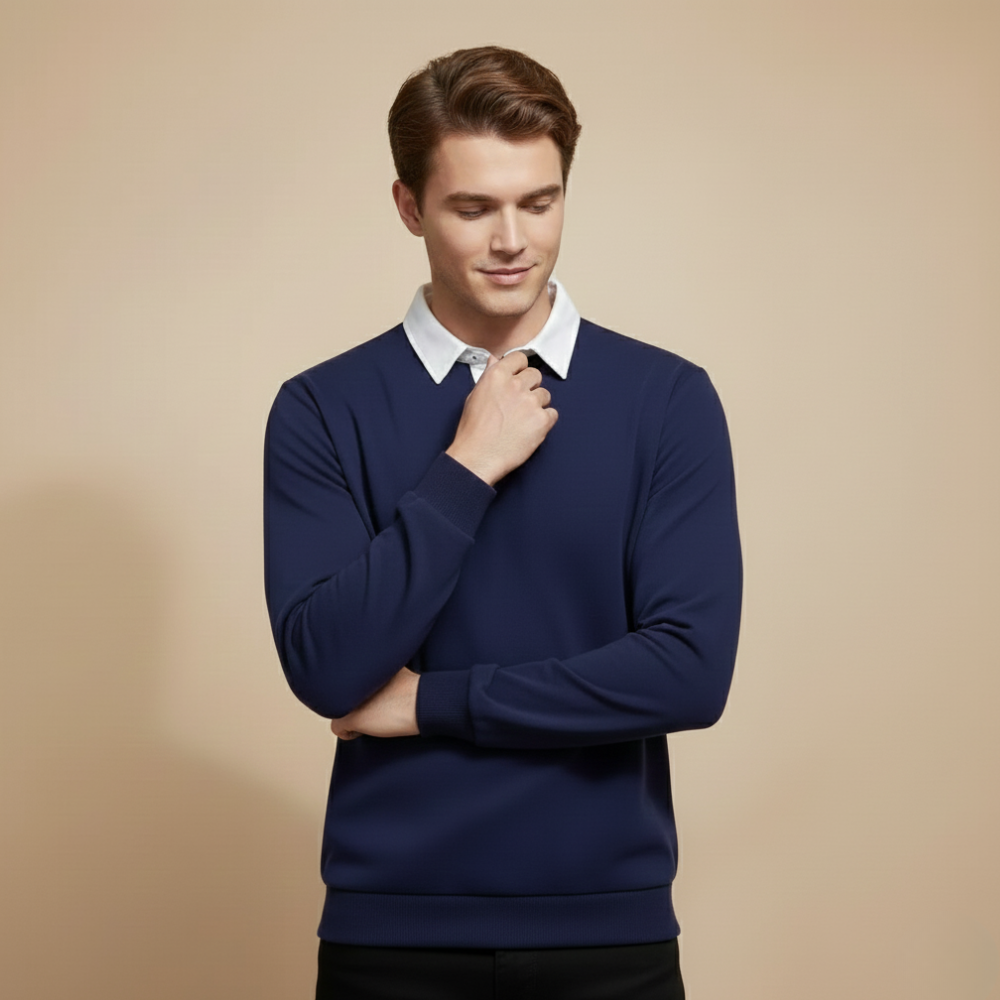Heren sweater met lange mouwen en polo-kraag Jelle Jora Mode