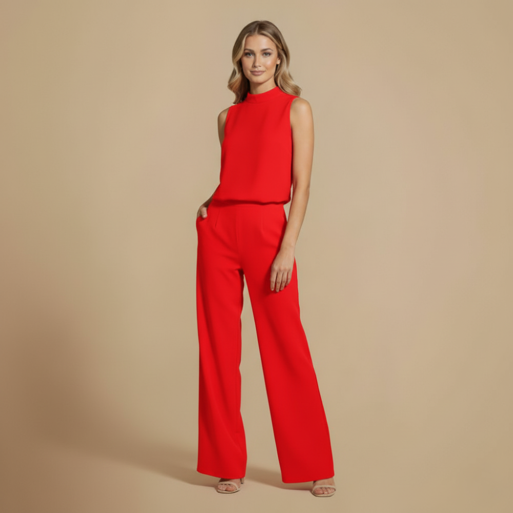 Elegante Mouwloze Jumpsuit met Wijde Pijpen Jelle Jora Mode