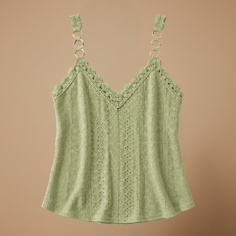 Damesblouse met spaghettibandjes en kanten rand Jelle Jora Mode