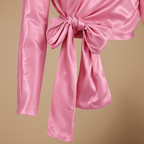 Dames elegante casual wikkelblouse met strikceintuur en lange mouwen Jelle Jora Mode