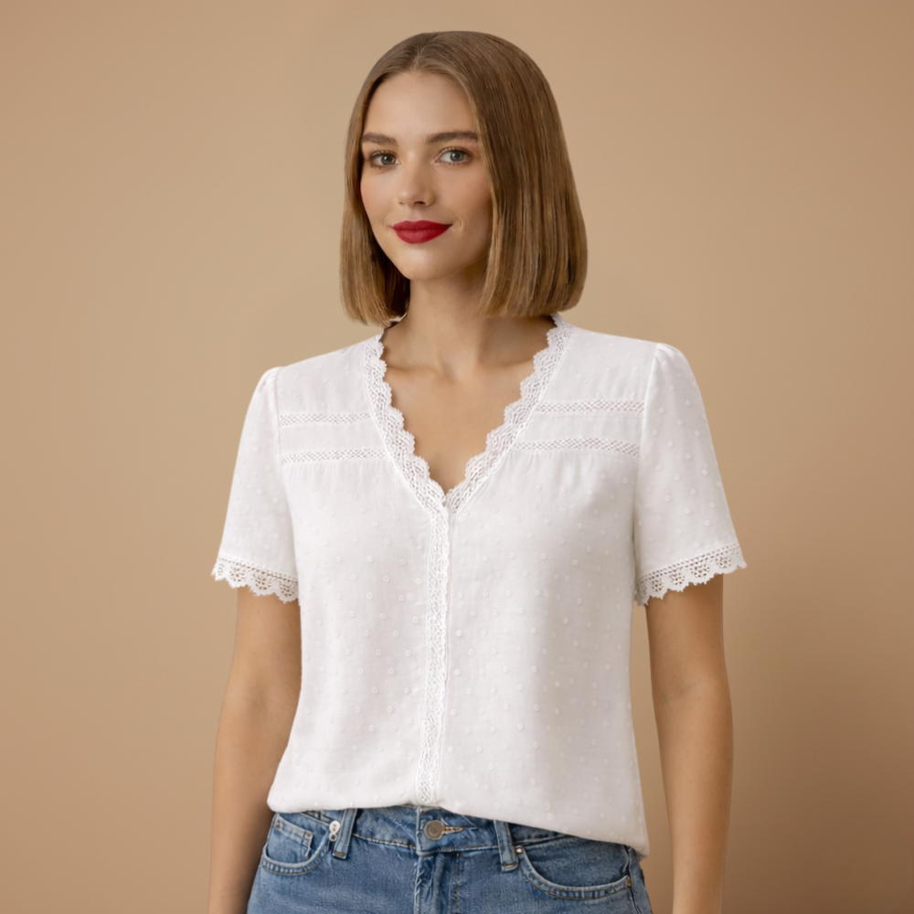 Elegante kanten blouse met korte mouwen Jelle Jora Mode