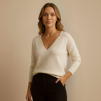 Dames v-hals gebreide trui Jelle Jora Mode