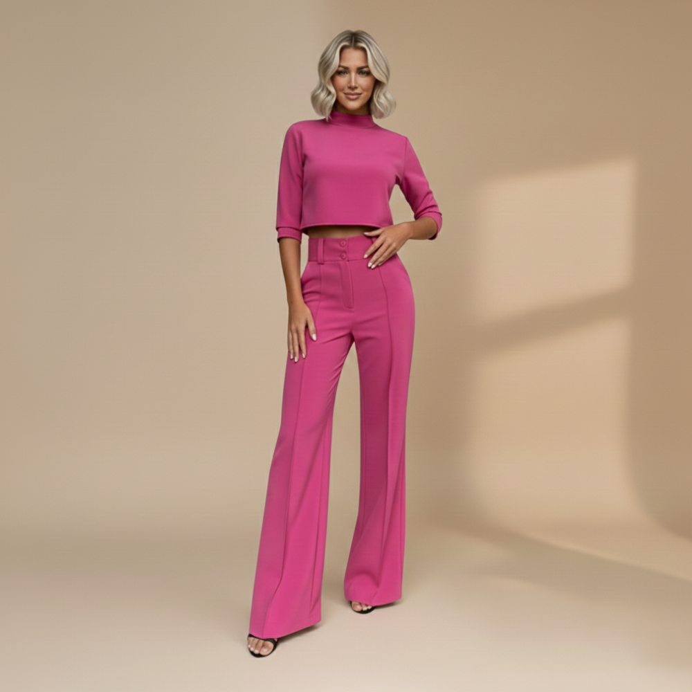 Tweedelige crop top en wijde broek voor dames Jelle Jora Mode