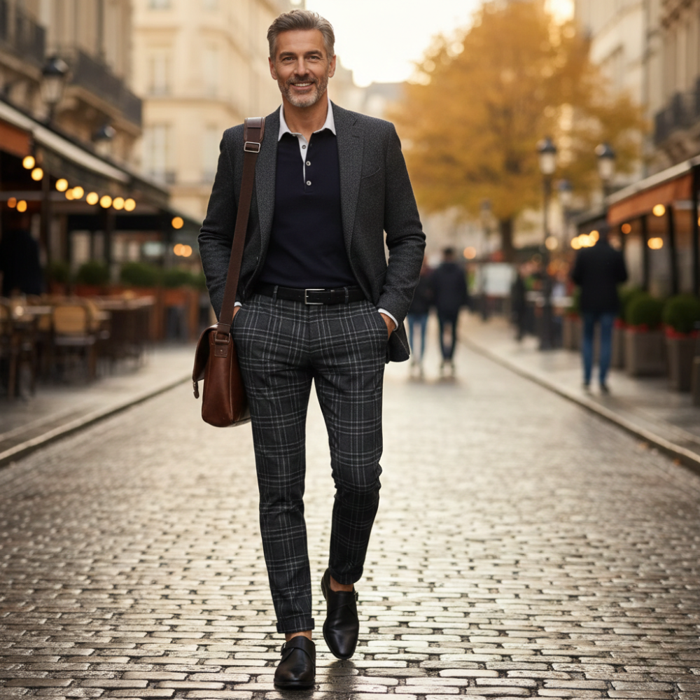 Casual geruite broek met rechte pijpen voor heren Jelle Jora Mode