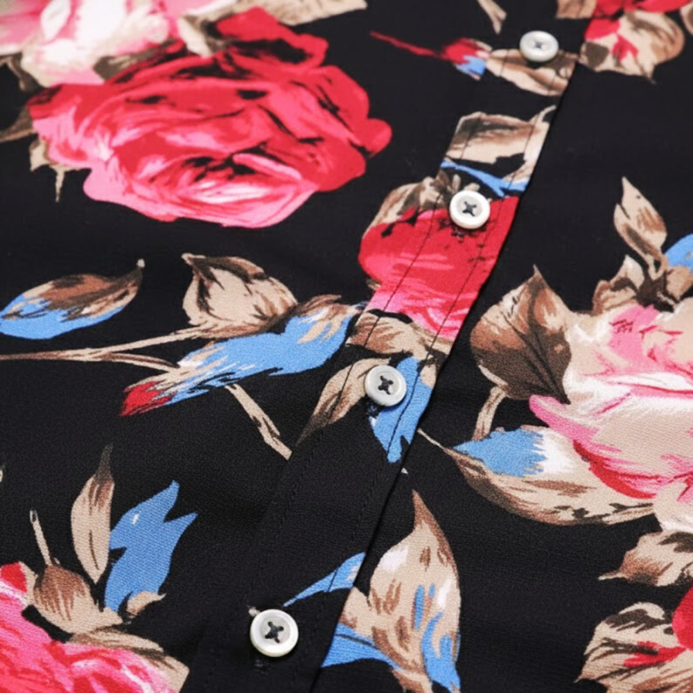 Heren shirt met bloemenprint lange mouwen en getailleerd model Jelle Jora Mode