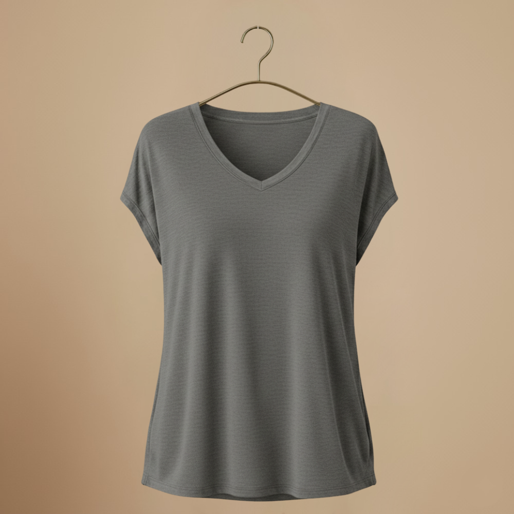 Casual dames top met V-hals en korte mouwen voor de zomer Jelle Jora Mode