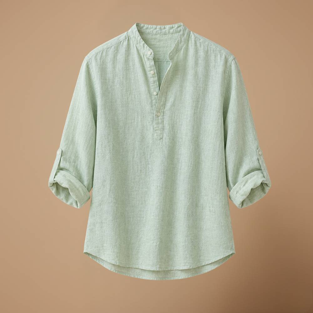 Heren casual blouse met V-hals en lange mouwen Jelle Jora Mode