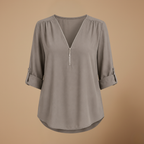 Dames blouse met V-hals en ritssluiting Jelle Jora Mode