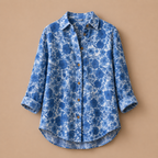 Dames casual blouse met lange mouwen patroon en knoopsluiting Jelle Jora Mode