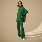 Dikke gebreide broek met hoge kraag voor dames Jelle Jora Mode