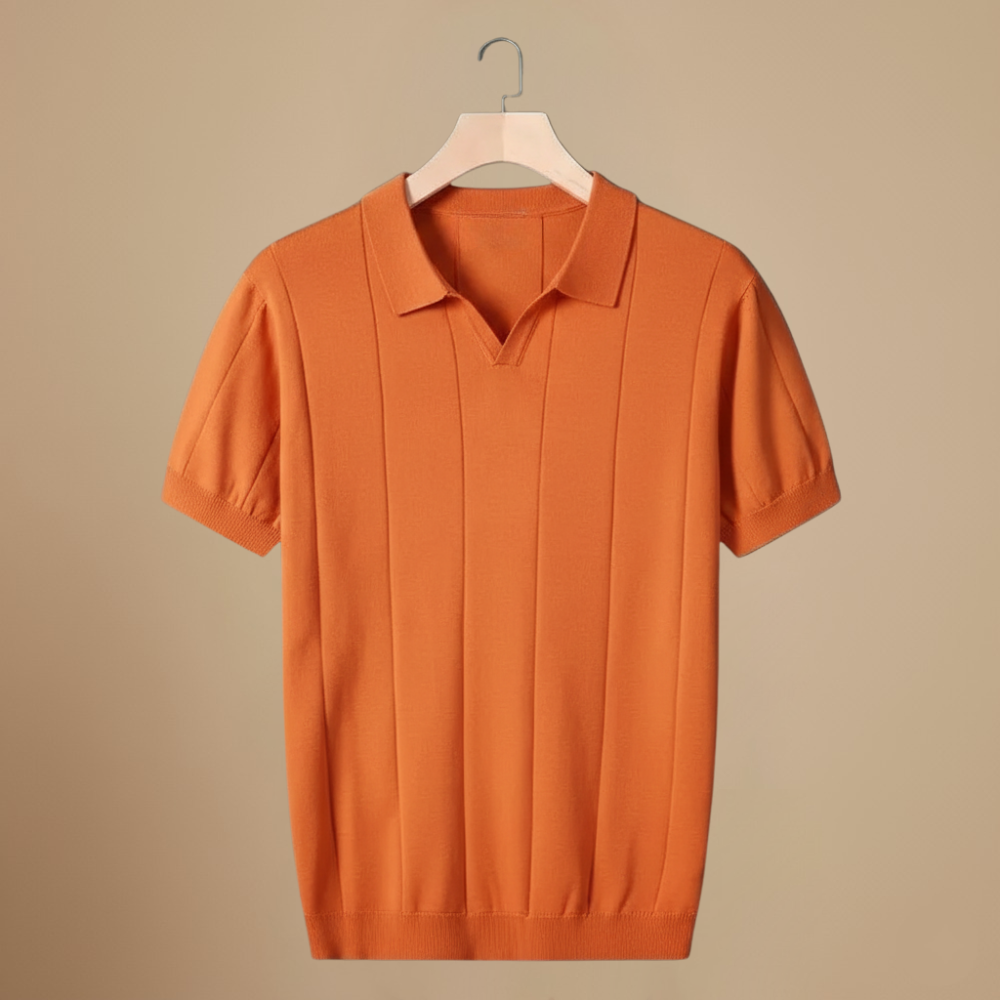 Heren gebreide slim fit polo met korte mouwen Jelle Jora Mode
