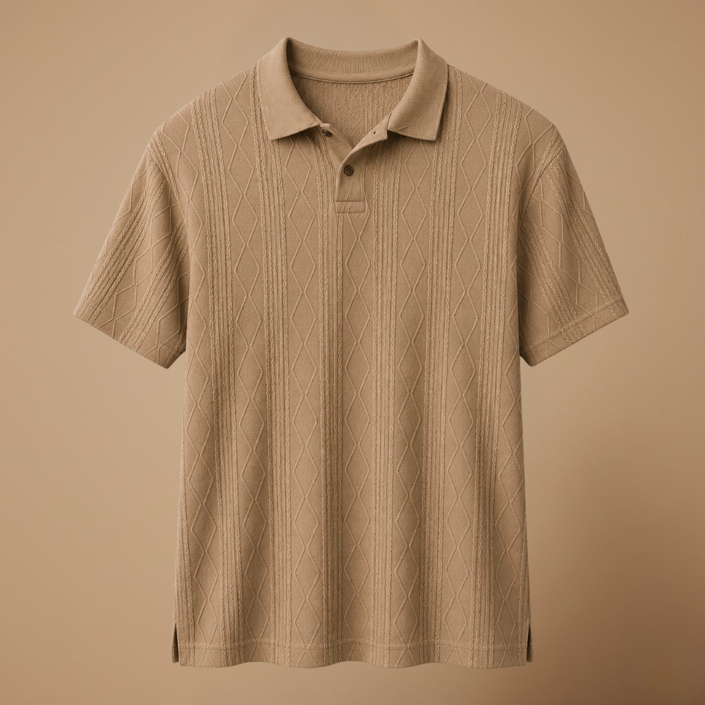 Heren casual poloshirt met korte mouwen en structuur Jelle Jora Mode