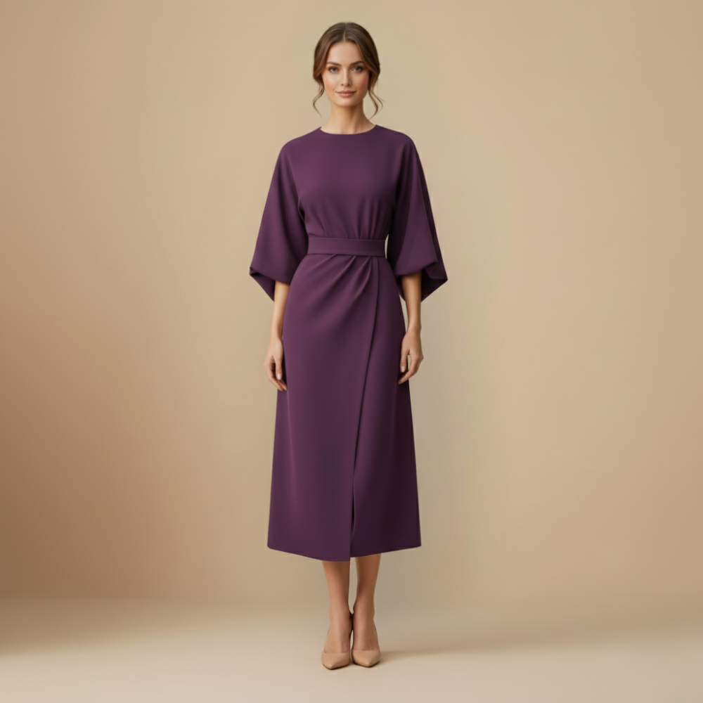 Elegante Effen Jurk met Vleermuismouwen Jelle Jora Mode