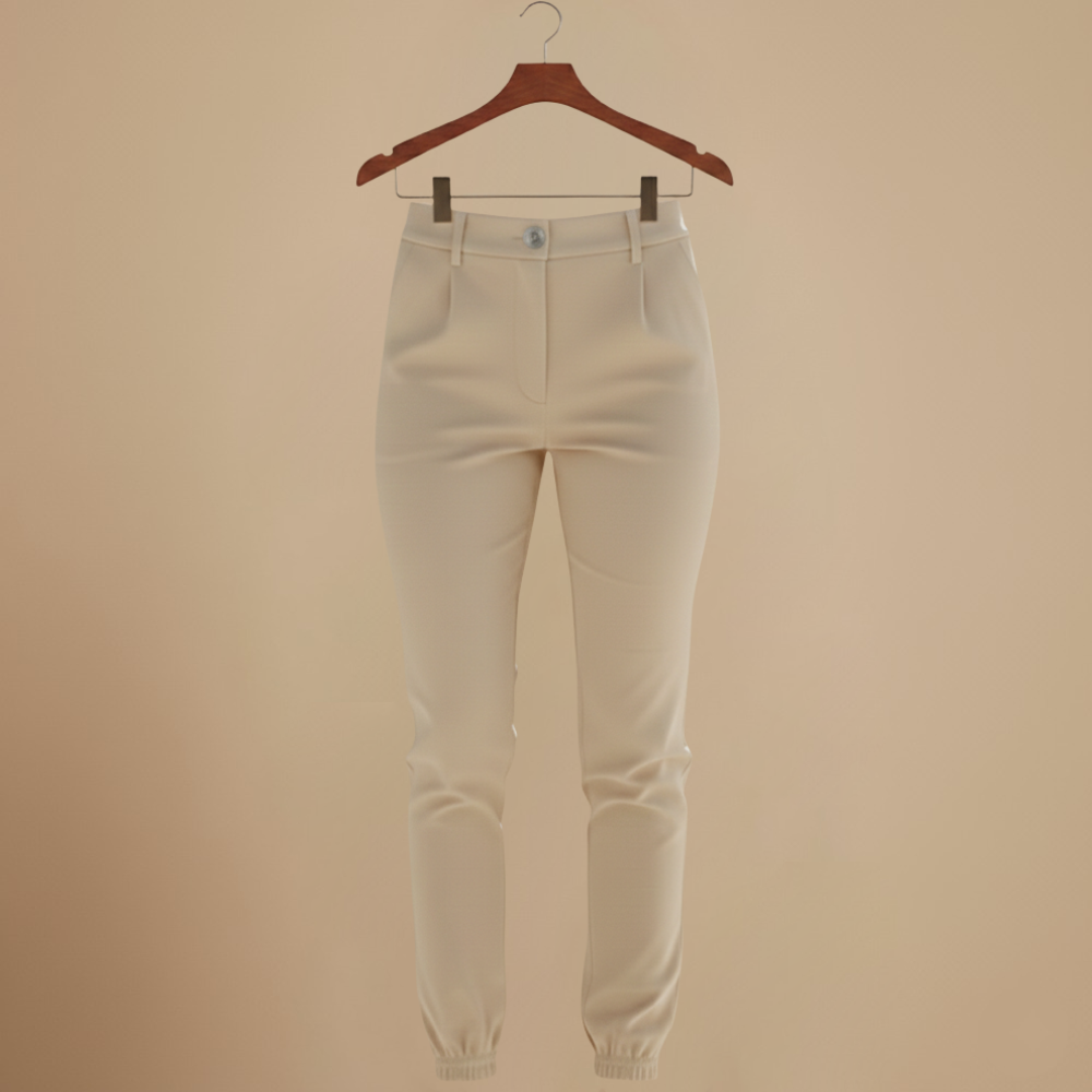 Slim fit joggingbroek met hoge taille en omslag voor dames Jelle Jora Mode