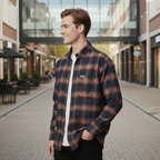 Retro geruit katoenen casual flanellen overhemd voor heren Jelle Jora Mode