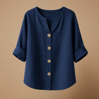 Damesblouse met V-hals en knopen aan de voorkant Jelle Jora Mode
