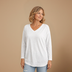 Dames ledigvallend casual t-shirt met lange mouwen en v-hals Jelle Jora Mode