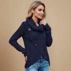 Effen gebreide trui met col en knoopdetails Jelle Jora Mode